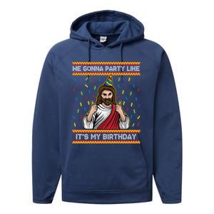 We Gonna Party Like ItS My Birthday Christmas Jesus Lovers Gift Performance Fleece Hoodie