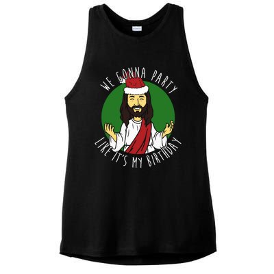 We Gonna Party Like ItS My Birthday Christmas Jesus Cute Gift Ladies PosiCharge Tri-Blend Wicking Tank