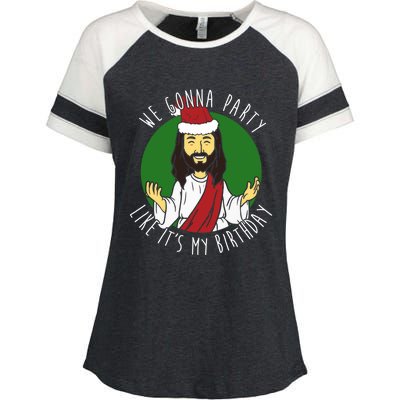 We Gonna Party Like ItS My Birthday Christmas Jesus Cute Gift Enza Ladies Jersey Colorblock Tee