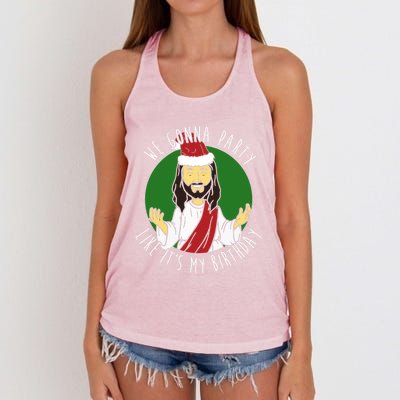 We Gonna Party Like ItS My Birthday Christmas Jesus Cute Gift Women's Knotted Racerback Tank