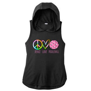 WoM.e.ns Girls Pickleball Shirts Retired Ladies Peace Love Pickleball V-Neck Ladies PosiCharge Tri-Blend Wicking Draft Hoodie Tank