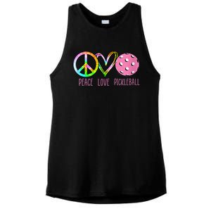 WoM.e.ns Girls Pickleball Shirts Retired Ladies Peace Love Pickleball V-Neck Ladies PosiCharge Tri-Blend Wicking Tank