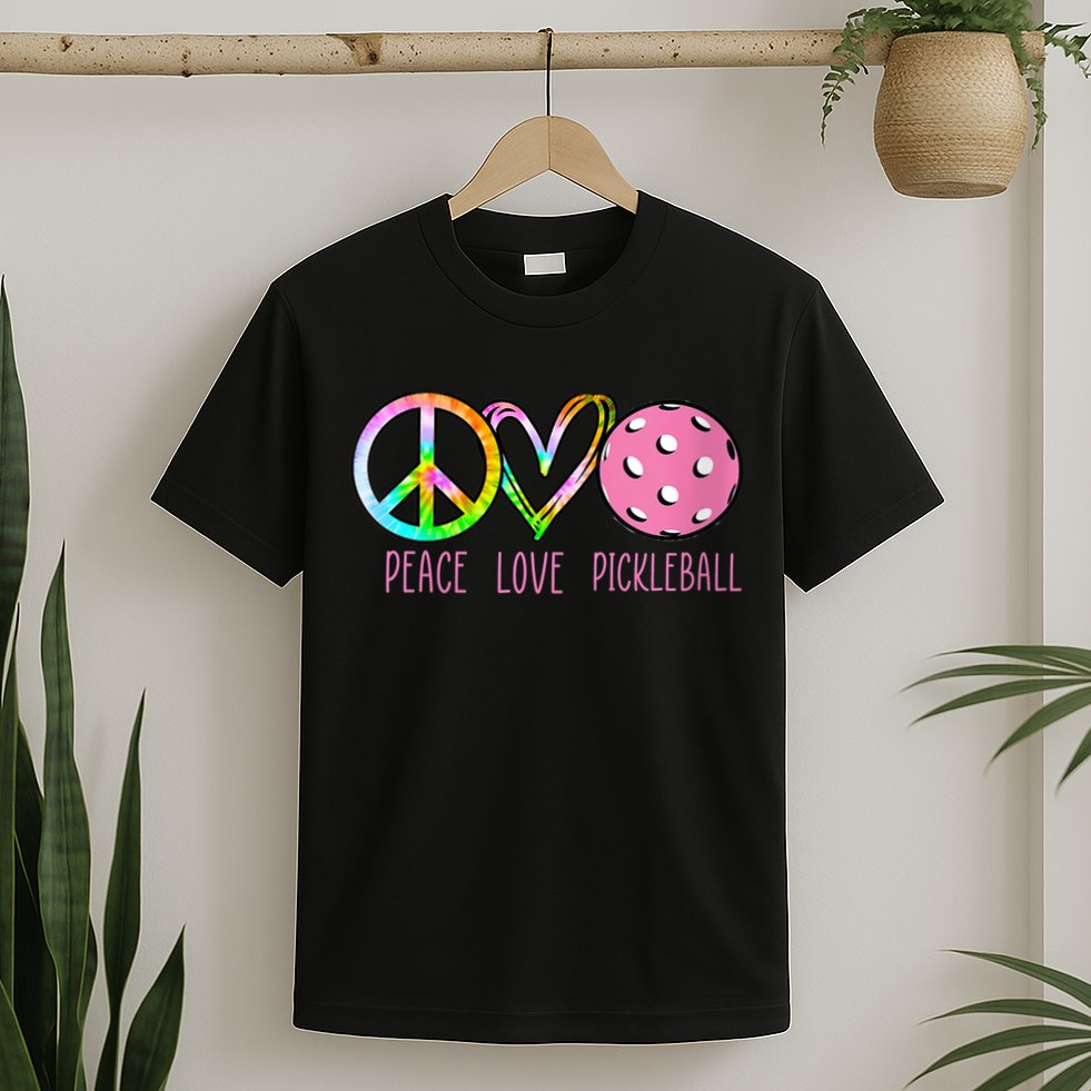 WoM.e.ns Girls Pickleball Shirts Retired Ladies Peace Love Pickleball V-Neck T-Shirt
