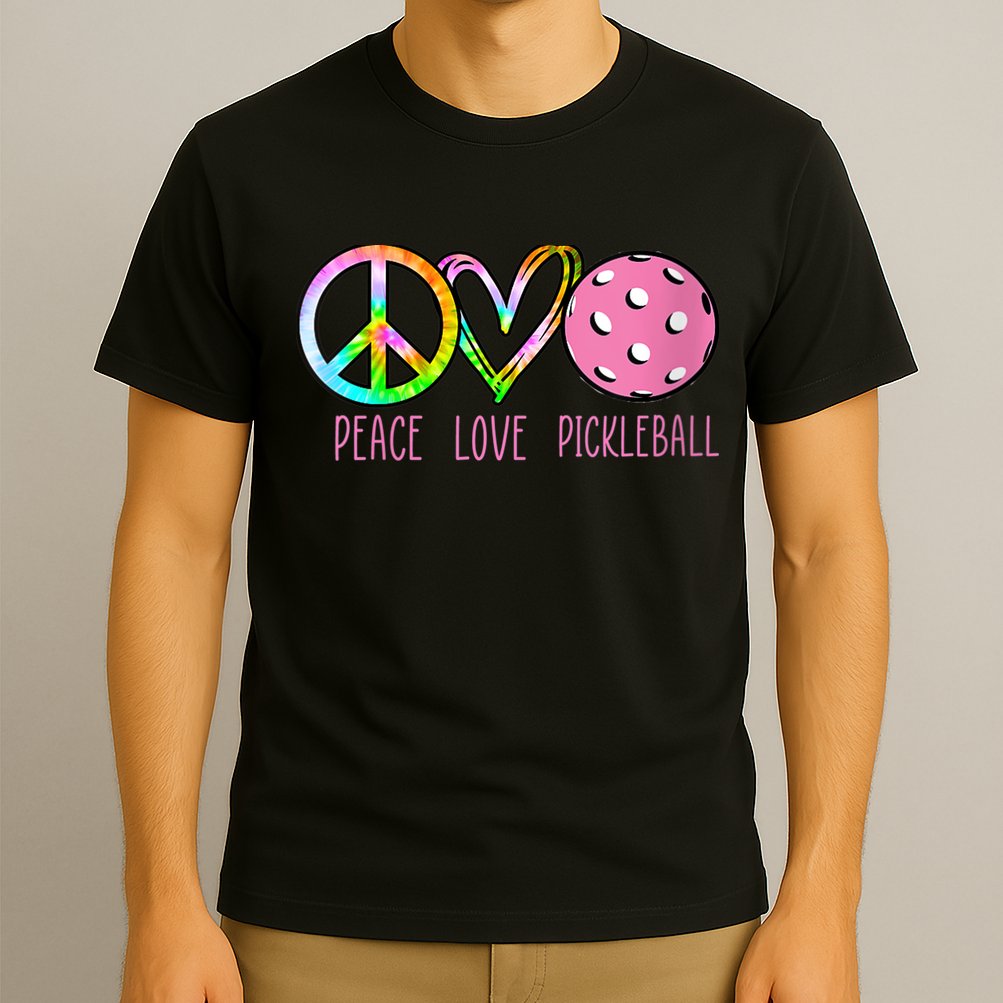 WoM.e.ns Girls Pickleball Shirts Retired Ladies Peace Love Pickleball V-Neck T-Shirt