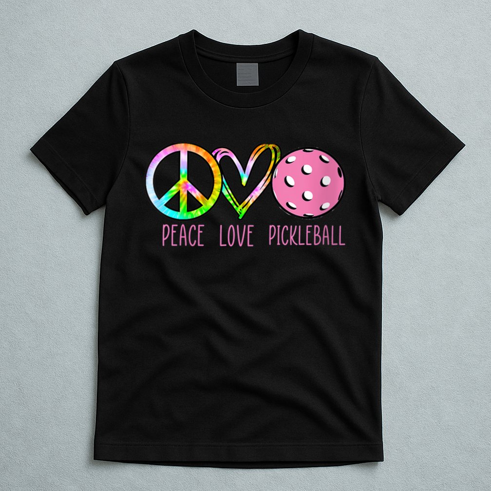 WoM.e.ns Girls Pickleball Shirts Retired Ladies Peace Love Pickleball V-Neck T-Shirt