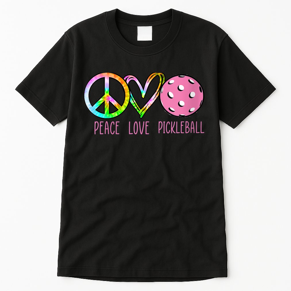 WoM.e.ns Girls Pickleball Shirts Retired Ladies Peace Love Pickleball V-Neck Tall T-Shirt