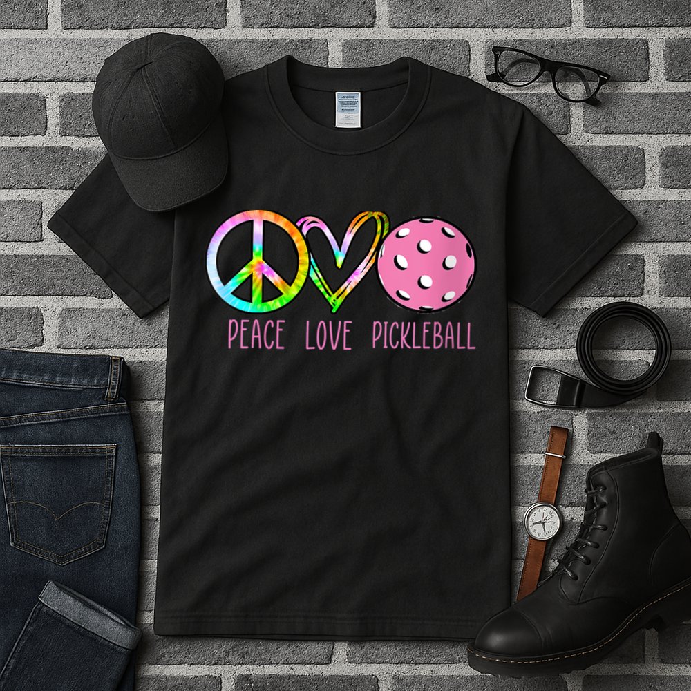 WoM.e.ns Girls Pickleball Shirts Retired Ladies Peace Love Pickleball V-Neck Tall T-Shirt