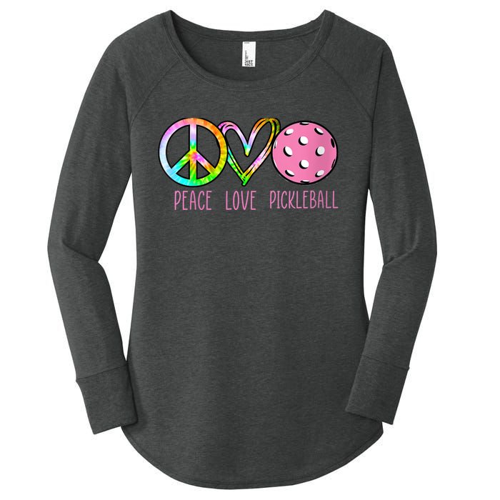 WoM.e.ns Girls Pickleball Shirts Retired Ladies Peace Love Pickleball V-Neck Women's Perfect Tri Tunic Long Sleeve Shirt