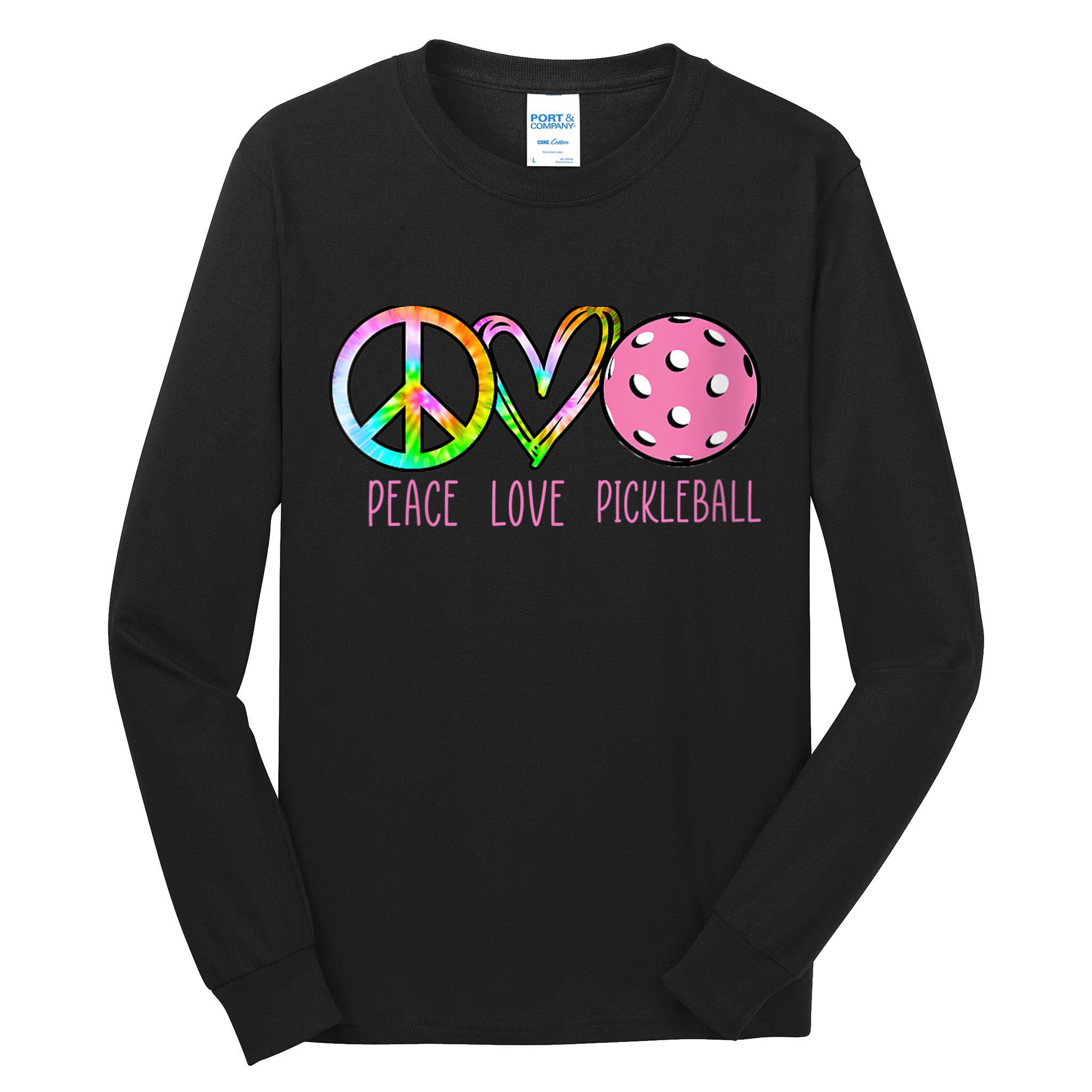 WoM.e.ns Girls Pickleball Shirts Retired Ladies Peace Love Pickleball V-Neck Tall Long Sleeve T-Shirt
