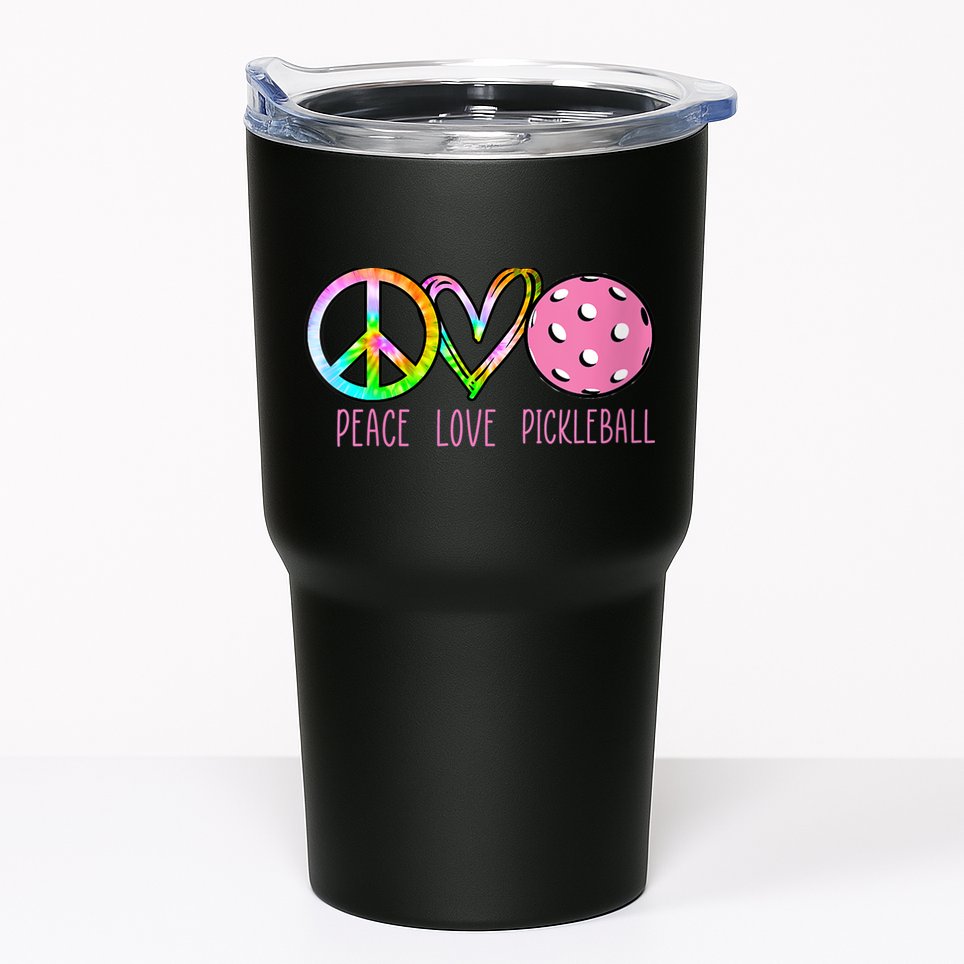 WoM.e.ns Girls Pickleball Shirts Retired Ladies Peace Love Pickleball V-Neck Tumbler