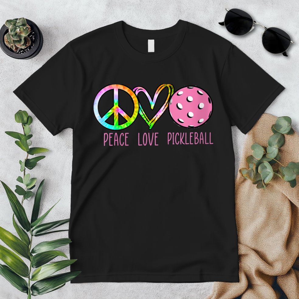 WoM.e.ns Girls Pickleball Shirts Retired Ladies Peace Love Pickleball V-Neck Premium T-Shirt