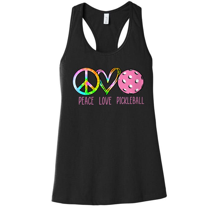 WoM.e.ns Girls Pickleball Shirts Retired Ladies Peace Love Pickleball V-Neck Women's Racerback Tank