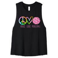 WoM.e.ns Girls Pickleball Shirts Retired Ladies Peace Love Pickleball V-Neck Women's Racerback Cropped Tank