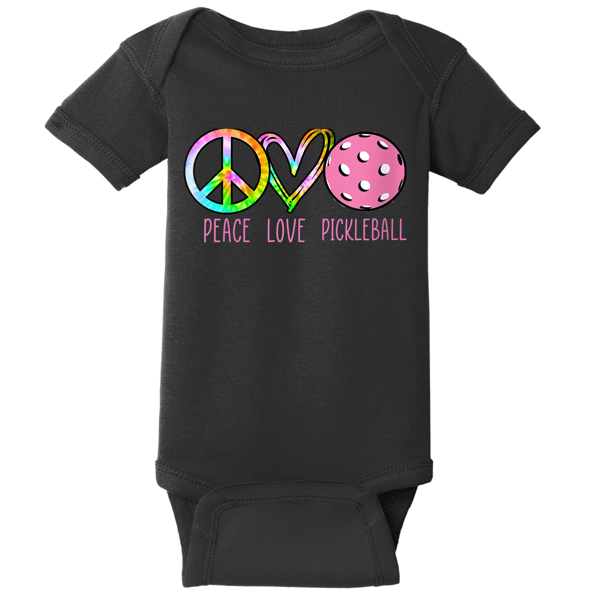 WoM.e.ns Girls Pickleball Shirts Retired Ladies Peace Love Pickleball V-Neck Baby Bodysuit