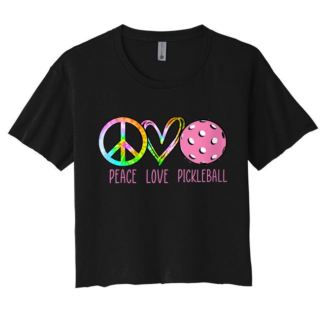 WoM.e.ns Girls Pickleball Shirts Retired Ladies Peace Love Pickleball V-Neck Crop Top
