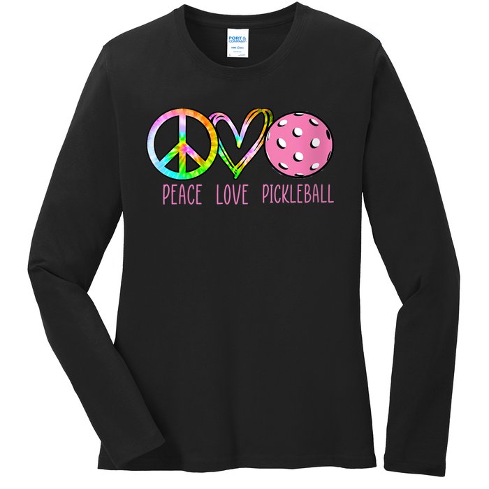 WoM.e.ns Girls Pickleball Shirts Retired Ladies Peace Love Pickleball V-Neck Ladies Long Sleeve Shirt