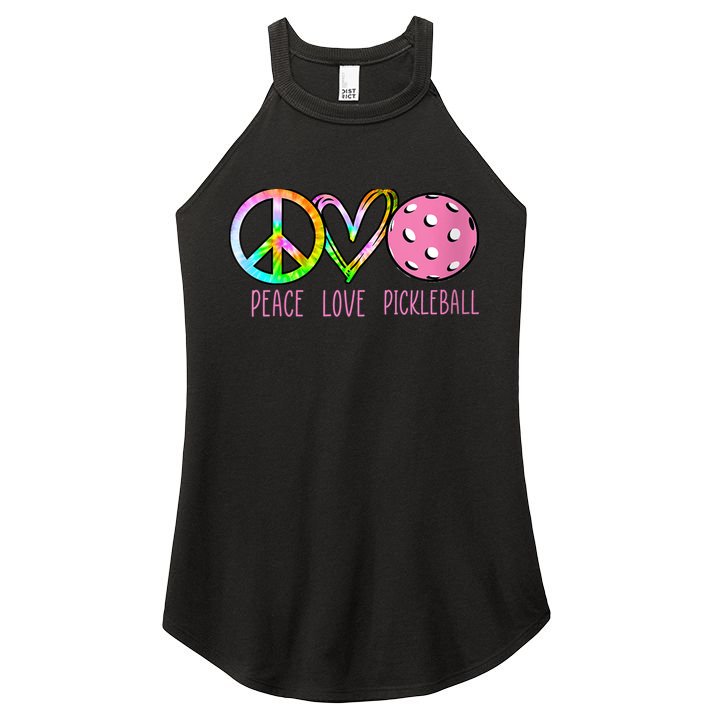 WoM.e.ns Girls Pickleball Shirts Retired Ladies Peace Love Pickleball V-Neck Women's Perfect Tri Rocker Tank
