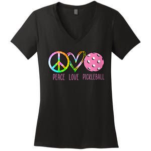 WoM.e.ns Girls Pickleball Shirts Retired Ladies Peace Love Pickleball V-Neck Women's V-Neck T-Shirt