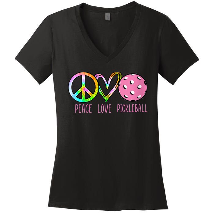 WoM.e.ns Girls Pickleball Shirts Retired Ladies Peace Love Pickleball V-Neck Women's V-Neck T-Shirt