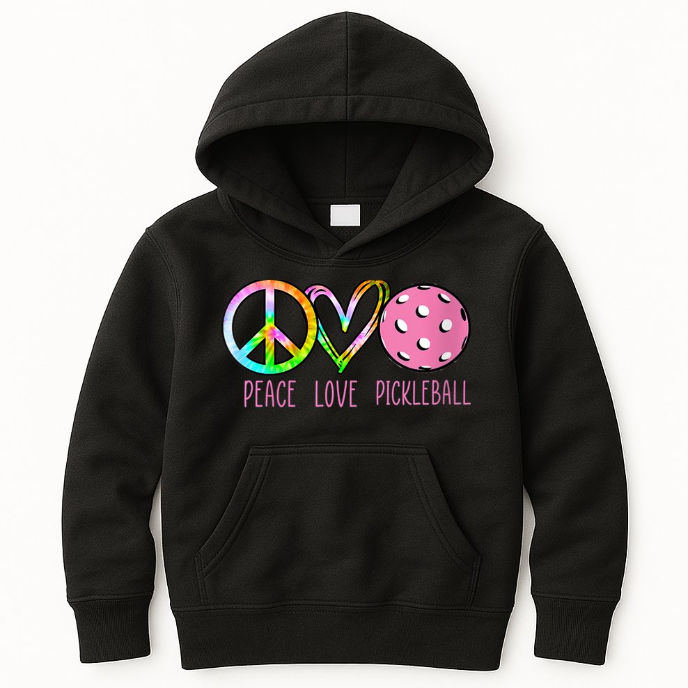 WoM.e.ns Girls Pickleball Shirts Retired Ladies Peace Love Pickleball V-Neck Kids Hoodie