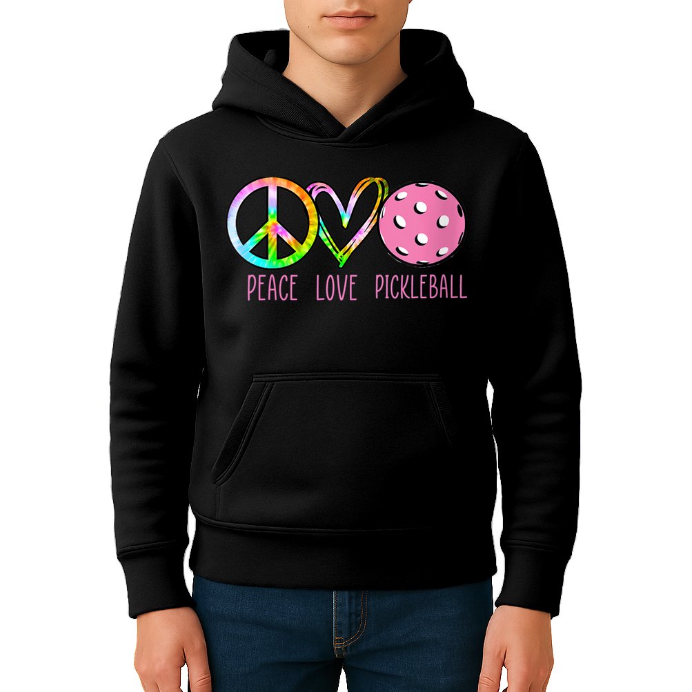 WoM.e.ns Girls Pickleball Shirts Retired Ladies Peace Love Pickleball V-Neck Kids Hoodie