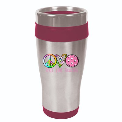 WoM.e.ns Girls Pickleball Shirts Retired Ladies Peace Love Pickleball V-Neck 16oz Travel Tumbler