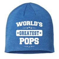 Worlds Greatest Pops Dad Birthday Fathers Day Gift Sustainable Beanie