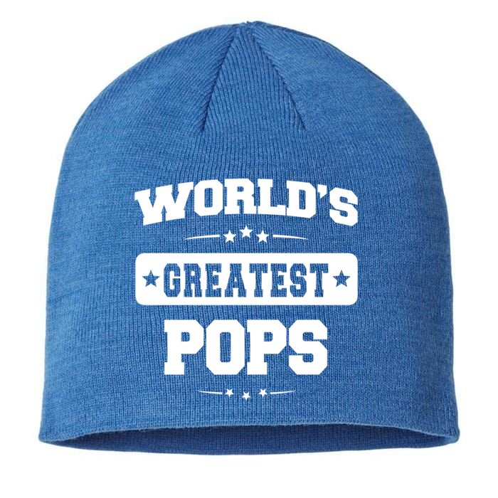 Worlds Greatest Pops Dad Birthday Fathers Day Gift Sustainable Beanie