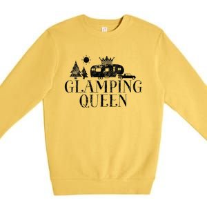 Wo Glamping Queen 5th Wheel Camper RV Camping Vacation Gift V-Neck Premium Crewneck Sweatshirt