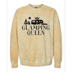 Wo Glamping Queen 5th Wheel Camper RV Camping Vacation Gift V-Neck Colorblast Crewneck Sweatshirt