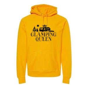 Wo Glamping Queen 5th Wheel Camper RV Camping Vacation Gift V-Neck Premium Hoodie