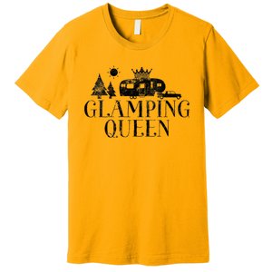 Wo Glamping Queen 5th Wheel Camper RV Camping Vacation Gift V-Neck Premium T-Shirt