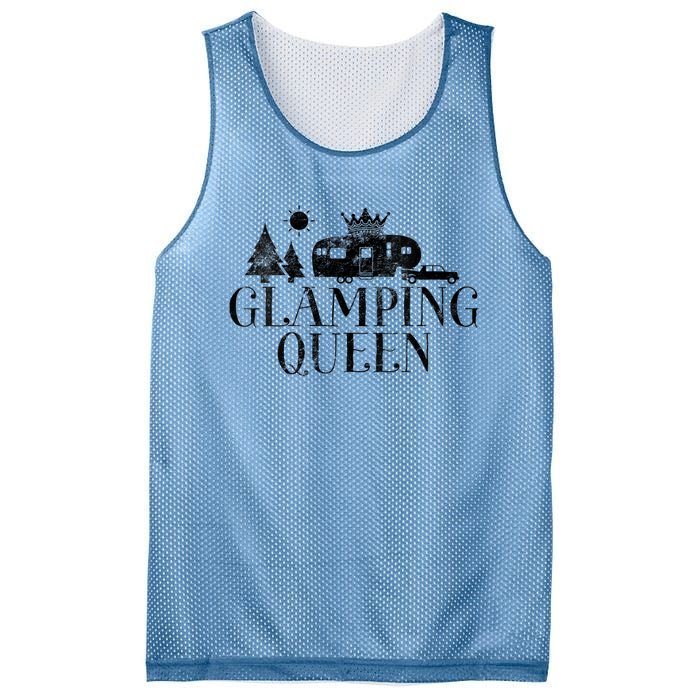 Wo Glamping Queen 5th Wheel Camper RV Camping Vacation Gift V-Neck Mesh Reversible Basketball Jersey Tank