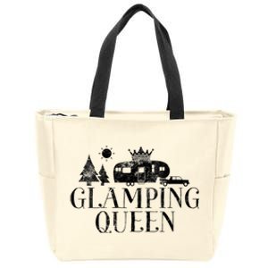 Wo Glamping Queen 5th Wheel Camper RV Camping Vacation Gift V-Neck Zip Tote Bag