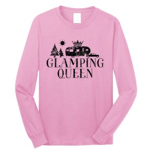 Wo Glamping Queen 5th Wheel Camper RV Camping Vacation Gift V-Neck Long Sleeve Shirt