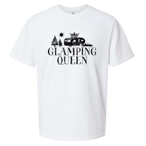 Wo Glamping Queen 5th Wheel Camper RV Camping Vacation Gift V-Neck Sueded Cloud Jersey T-Shirt