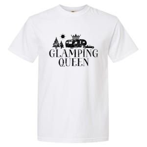 Wo Glamping Queen 5th Wheel Camper RV Camping Vacation Gift V-Neck Garment-Dyed Heavyweight T-Shirt