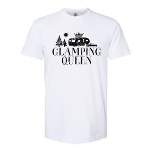 Wo Glamping Queen 5th Wheel Camper RV Camping Vacation Gift V-Neck Softstyle CVC T-Shirt