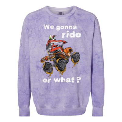 We Gonna Ride Or What Fun Gift ATV Four Wheeler Quad Bike Colorblast Crewneck Sweatshirt