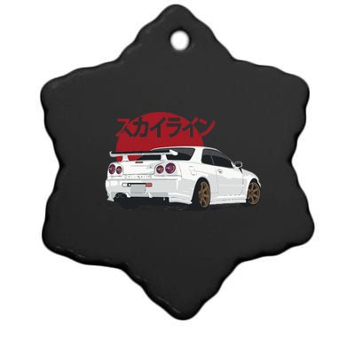 White Gt R 34 JDM Skyline Ceramic Star Ornament