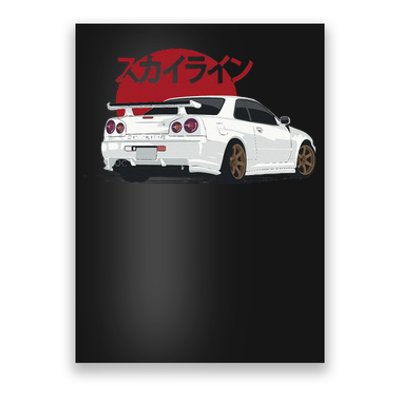 White Gt R 34 JDM Skyline Poster