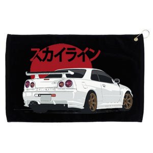 White Gt R 34 Jdm Skyline Grommeted Golf Towel