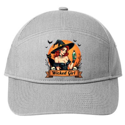 Wicked Girl Retro Pin Up Witch Halloween 7-Panel Snapback Hat