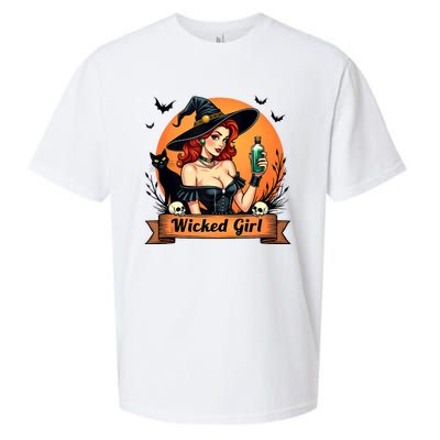 Wicked Girl Retro Pin Up Witch Halloween Sueded Cloud Jersey T-Shirt