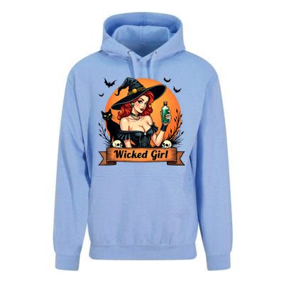 Wicked Girl Retro Pin Up Witch Halloween Unisex Surf Hoodie