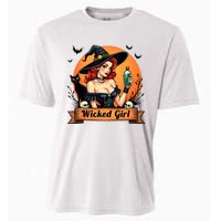 Wicked Girl Retro Pin Up Witch Halloween Cooling Performance Crew T-Shirt