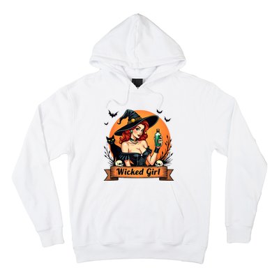 Wicked Girl Retro Pin Up Witch Halloween Hoodie