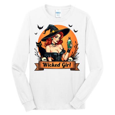 Wicked Girl Retro Pin Up Witch Halloween Tall Long Sleeve T-Shirt