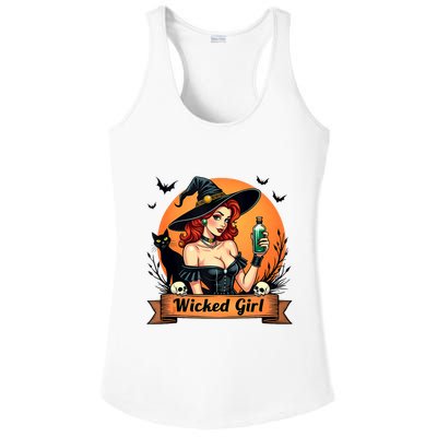 Wicked Girl Retro Pin Up Witch Halloween Ladies PosiCharge Competitor Racerback Tank