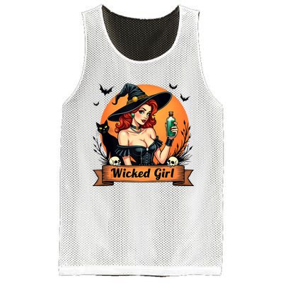 Wicked Girl Retro Pin Up Witch Halloween Mesh Reversible Basketball Jersey Tank